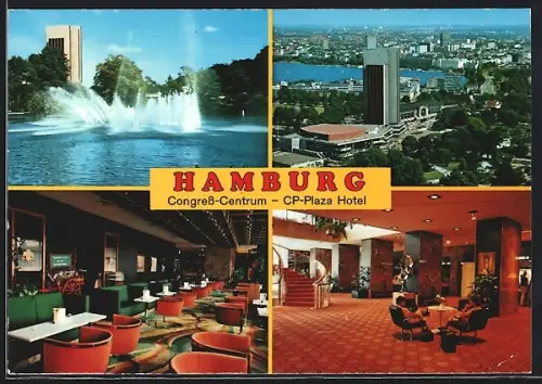 AK Hamburg-St. Pauli, Congress-Centrum, CP-Plaza Hotel, Innenansichten und Aussenansicht