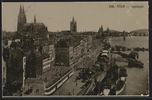 AK Köln, Leystapel mit Dom