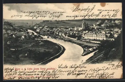 AK Diez a. d. Lahn, Ansicht vom Forst auf Stadt und Lahn