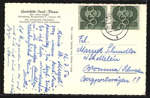 AK Ratzeburg, Gasthaus Insel-Klause, Inh. Hans Krüge