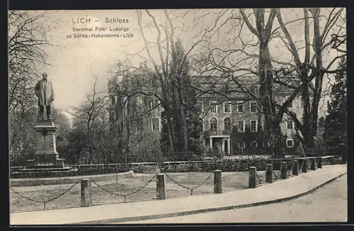 AK Lich, Schloss, Denkmal Fürst Ludwig zu Solms-Hohensolms-Lich