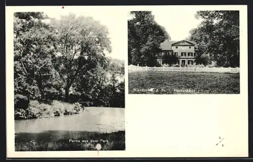 AK Niendorf a. d. St., Herrenhaus, Partie aus dem Park