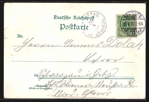 Lithographie Dresden, Helbig`s Restaurant, Flusspartie mit Booten