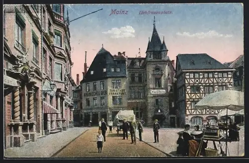 AK Mainz, Liebfrauenplatz, Gasthaus Zur Stadt Frankfurt, Fachwerkhaus