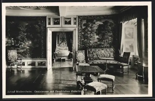 AK Weikersheim, Schloss Weikersheim, Gastzimmer mit flandrischen Gobelin