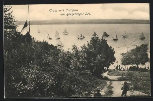 AK Campow am Ratzeburger See, Segelboote auf dem Ratzeburger See