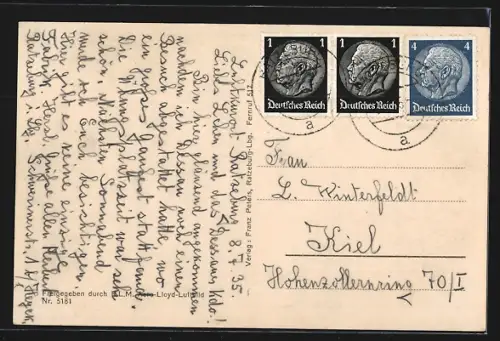 AK Ratzeburg i. Lbg., Fliegeraufnahme des Ortes