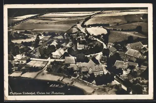 AK Salem b. Ratzeburg, Gasthaus Lindenhof, Inh. Herr Mai, Ortsansicht vom Flugzeug aus