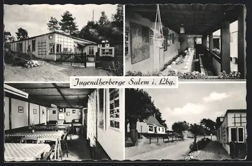 AK Salem i. Lbg., Jugendherberge, Speisesaal, Eingangsbereich, Aussenansicht