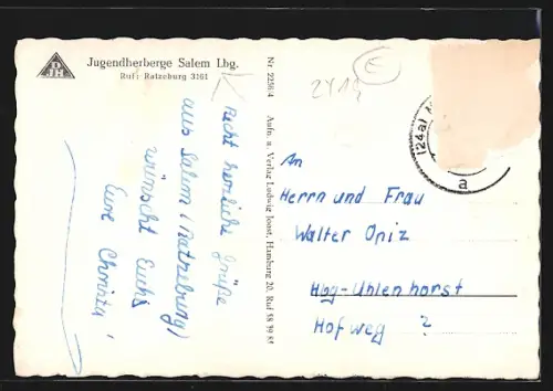 AK Salem i. Lbg., Jugendherberge, Speisesaal, Eingangsbereich, Aussenansicht