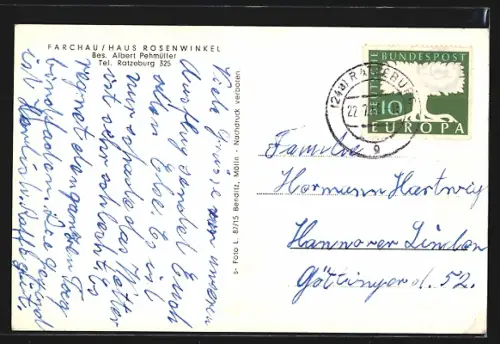 AK Farchau, Gasthof Haus Rosenwinkel, Bes. Albert Pehmüller