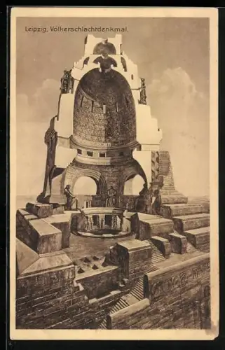 AK Leipzig, Völkerschlachtdenkmal, Perspektivischer Schnitt durch die Kuppel