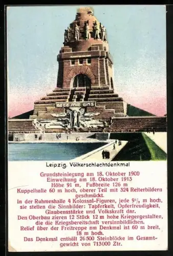 AK Leipzig, Völkerschlachtdenkmal mit Besuchern
