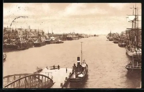 AK Bremen, Panorama vom Freihafen