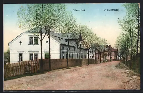AK Jilemnice, Vilová ctvrt, Allee in der Siedlung