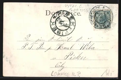 Lithographie Lomnice N. P., Studanka, Kostel, Bozi hrob