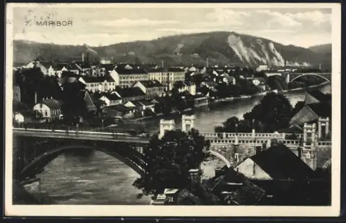 AK Maribor, Blick auf eine Brücke im Ort
