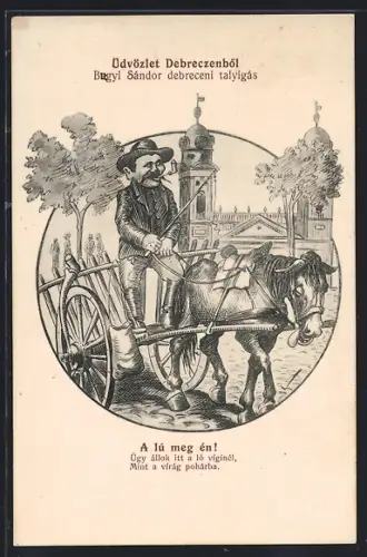 Künstler-AK Debreczen, Bugyi Sandor debreceni talyigas