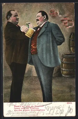 AK Coburg, Restaurant zur Grübelei, Inh. M. Jäger, Biertrinker, Fässer