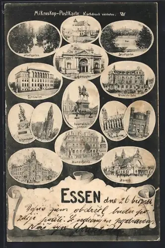 AK Essen, Bahnhof, Krupp`sches Hotel, Bismarckplatz, Alfredshof