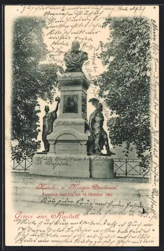 AK Rastatt, Kaiser- und Krieger-Denkmal, enthüllt 1902