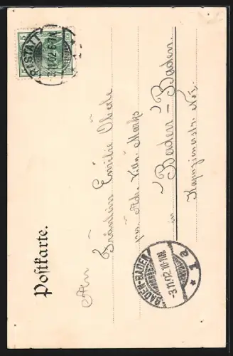 AK Rastatt, Kaiser- und Krieger-Denkmal, enthüllt 1902