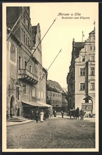 AK Meissen a. Elbe, Restaurant Ratskeller und Elbgasse