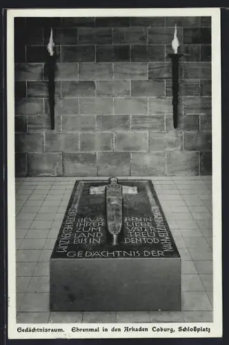 AK Coburg, Gedächtnisraum Ehrenmal in den Arkaden, Schlossplatz