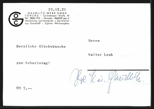 AK Coburg, Gaudlitz-Werk GmbH, Callenberger Strasse 42