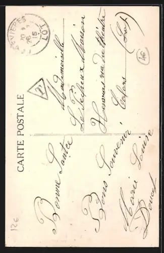 AK Saint-Martin-Labouval /Lot, L`Église avec des habitants devant le portail