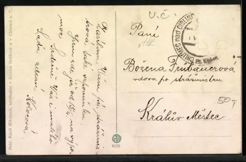 AK Chlumec n. C., Ortspanorama mit Gewässer