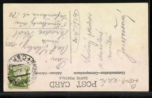 AK Rychnov n. Knez, Teilansicht mit Kirche aus der Vogelschau