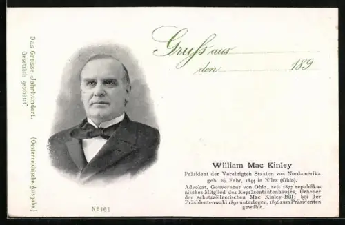 AK Präsident William Mac Kinley der Vereinigten Staaten von Amerika