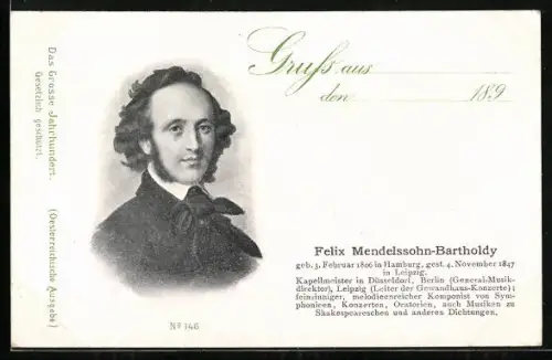 AK Felix Mendelssohn-Bartholdy im Porträt