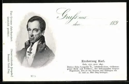 AK Erzherzog Karl im Porträt
