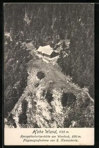 AK Herrgottschnitzerhütte am Wandeck, Berghütte vom Flugzeug aus