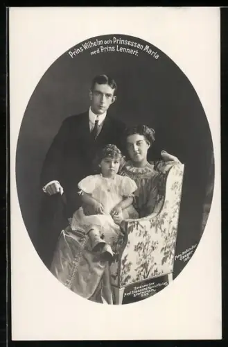 AK Prinz Wilhelm und Prinzessin Maria von Schweden mit Prinz Lennart