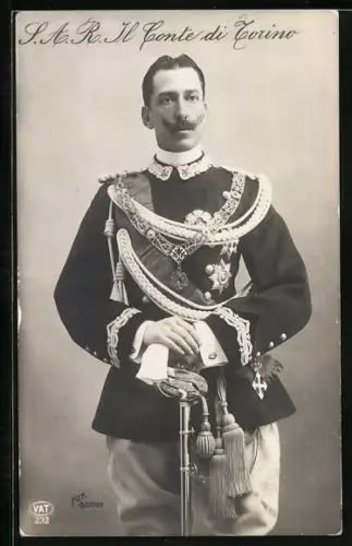AK Porträt des Conte von Torino in Uniform