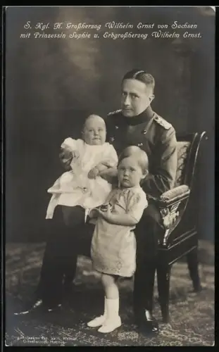 AK Grossherzog Wilhelm Ernst mit Prinzessin Sophie und Erbgrossherzog von Sachsen-Weimar-Eisenach