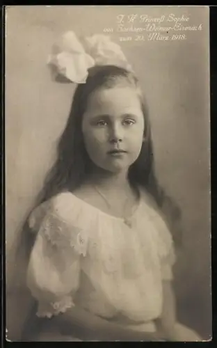 AK Porträt Prinzessin Sophie von Sachsen-Weimar-Eisenach 1918