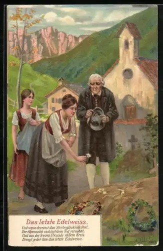 Lithographie Das letzte Edelweiss, Tod