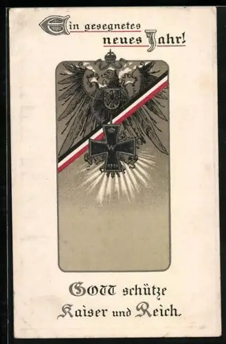 AK Gott schütze Kaiser und Reich, Eisernes Kreuz mit Reichsadler