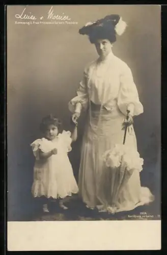 AK Luisa mit Tochter, Namenszug d. Frau Prinzessin Luisa von Toscana