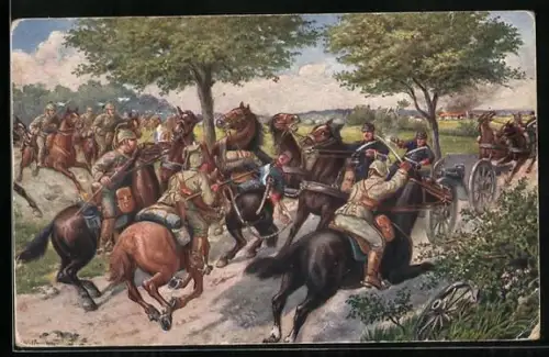 Künstler-AK Wegnahme einer franz. Batterie