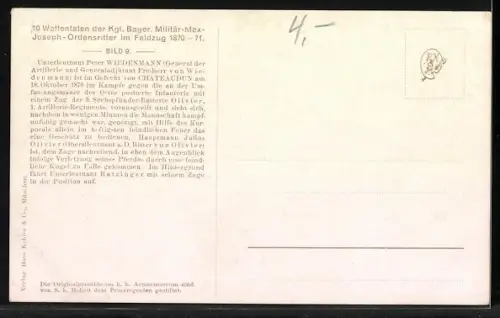 Künstler-AK Gefecht von Chateaudun, Schlachtenszene