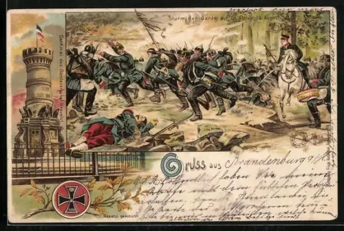 AK Gravelotte, Denkmal des Gardecorps bei Gravelotte, Sturm der Garde auf St. Privat, Reichseinigungskriege