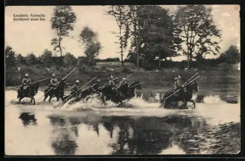 AK Kavallerie-Patrouille durchquert einen See