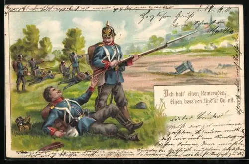 AK Soldaten der Infanterie im Gefecht, Ich hatt` einen Kameraden...