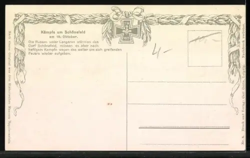 Künstler-AK Schönefeld, Soldaten in Kämpfen um Schönefeld, Die Russen undter Langeron..., Befreiungskriege