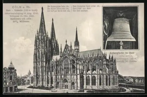 AK Köln, Kaiserglocke im Dom, Dom-Südseite